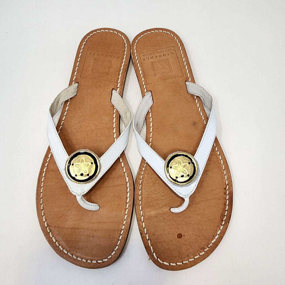 Wimberly Starfish Medallion White Leather Flip Flop Sandals Women Size 10 Thong